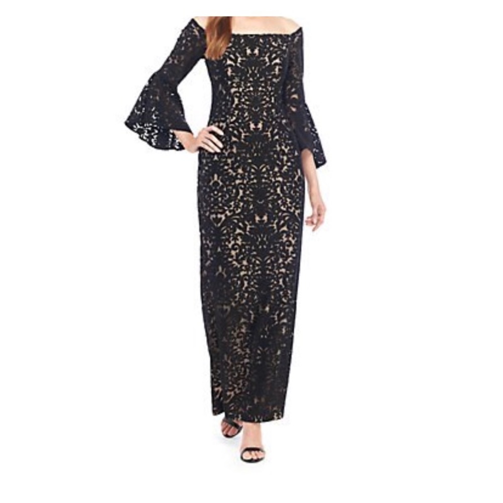 Xscape Off the Shoulder Flocked Lace Gown
1557X
